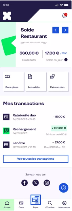 Détail de l'affichage du chargement sur la page d'accueil de Pluxee Fr